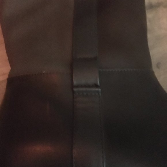 Tall Brown Leather and Canvas Equestrian Boots - Picture 11 of 16